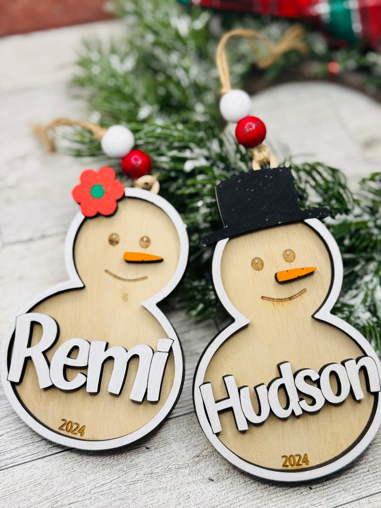 Personalized Snowman ornaments