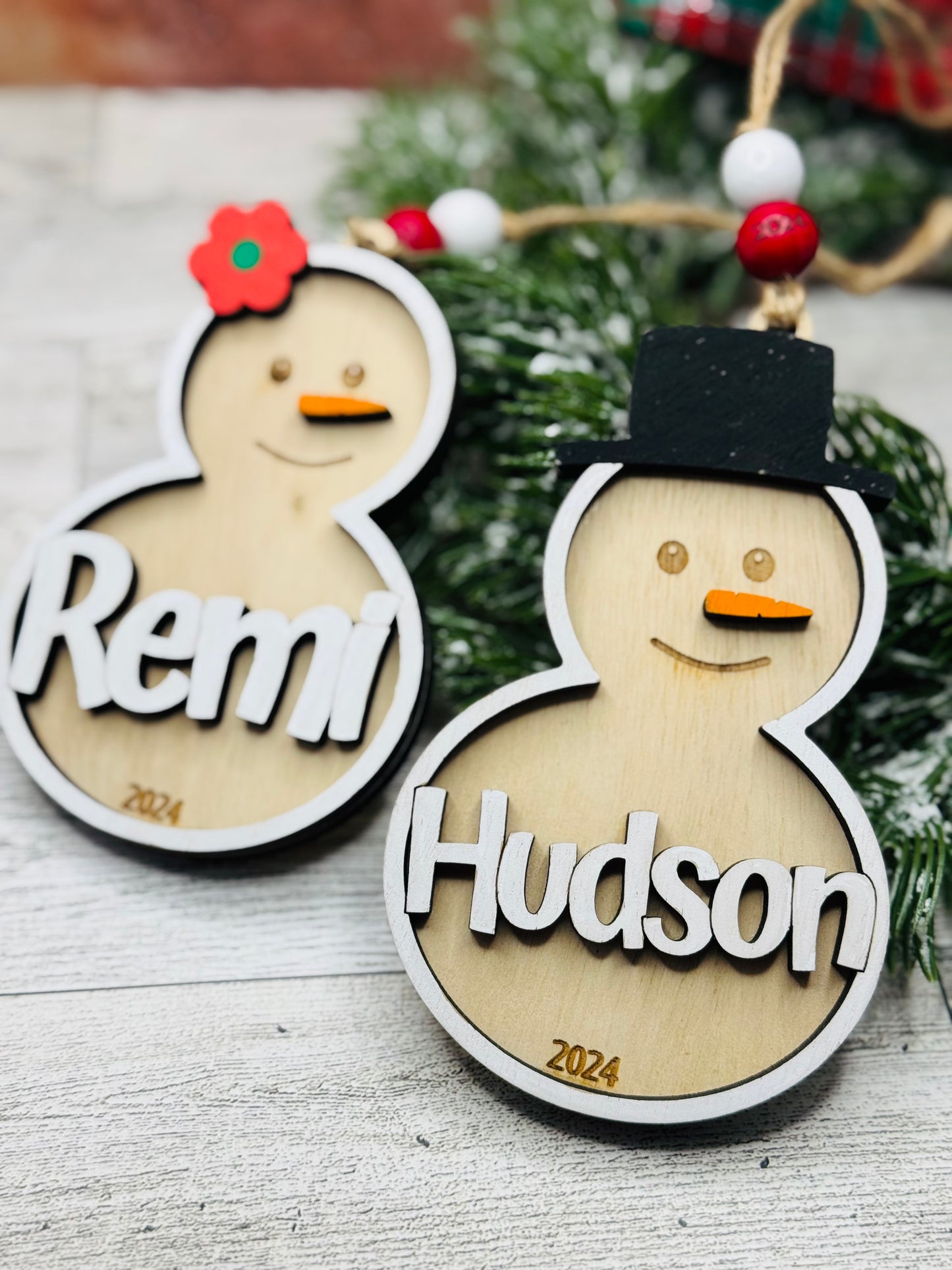 Personalized Snowman ornaments
