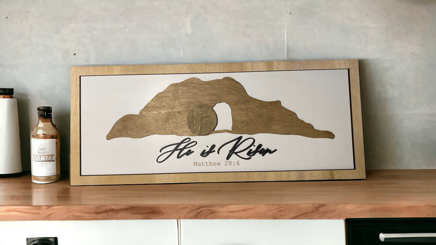 Easter Mantel SignSet/Christian Mantle Sign Set|Tomb|Crown of Thorns|Cross|He is Risen|Resurrection